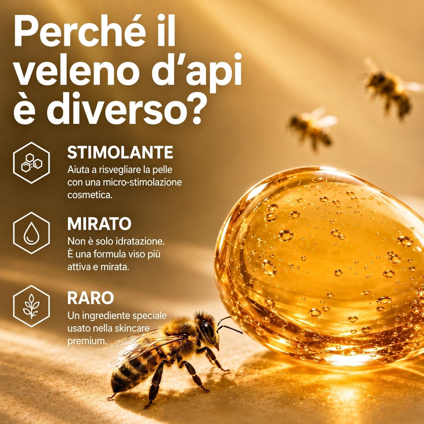 Crema Viso Anti-Età al Veleno d'Api con Acido Ialuronico e Olio di Rosa Canina – 50ml