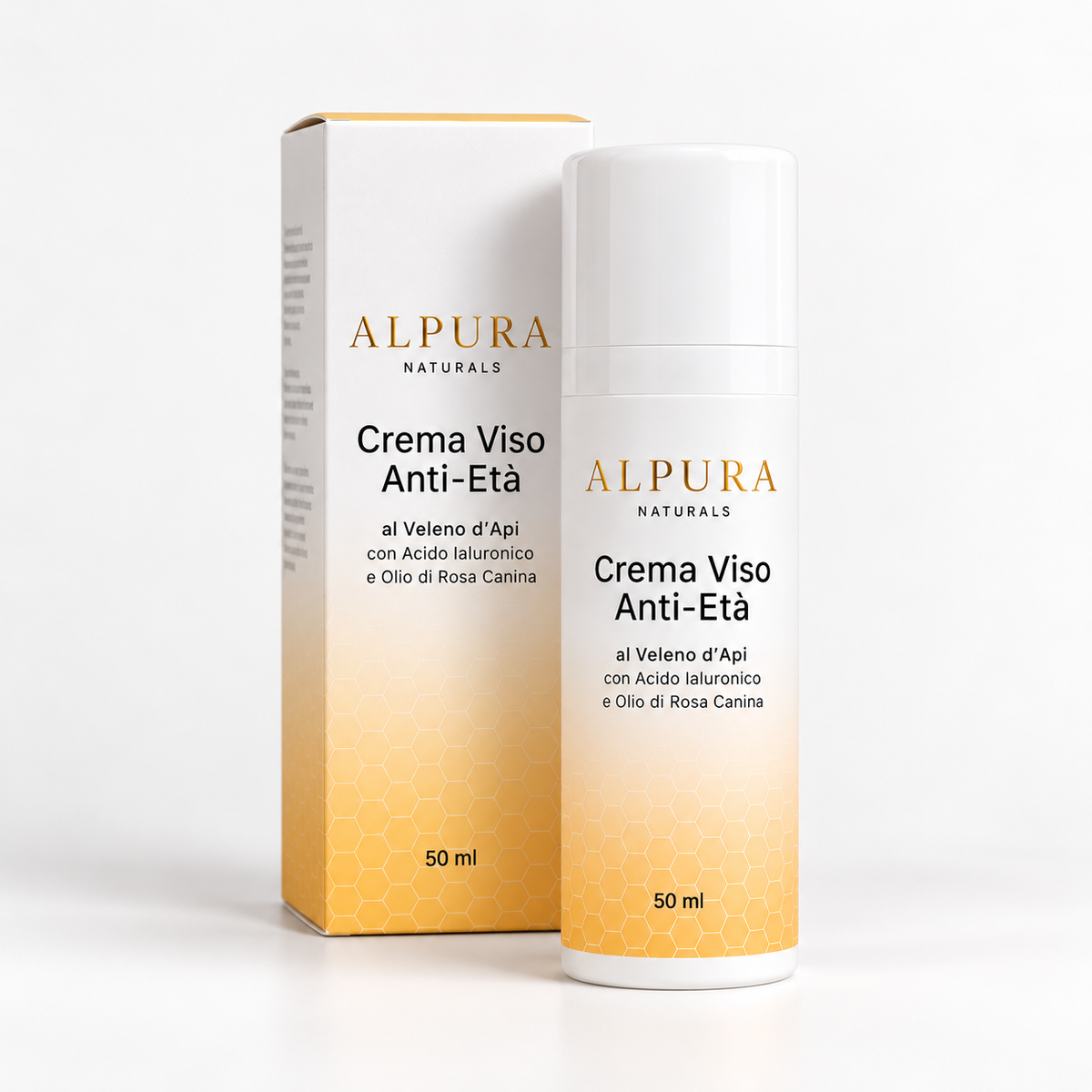 Crema Viso Anti-Età al Veleno d'Api con Acido Ialuronico e Olio di Rosa Canina – 50ml
