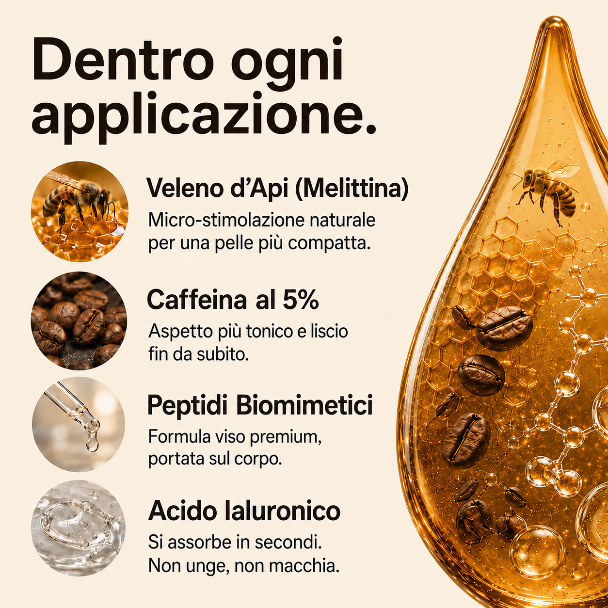 Crema Corpo Lift Intensivo al Veleno d’Api con Caffeina e Peptidi