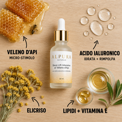 Siero Viso Anti-Età al Veleno d'Api con Acido Ialuronico e Immortelle – 30ml
