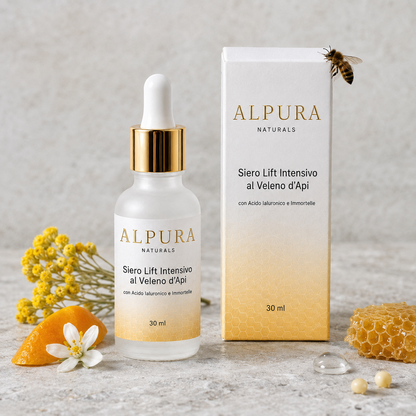 Siero Viso Anti-Età al Veleno d'Api con Acido Ialuronico e Immortelle – 30ml